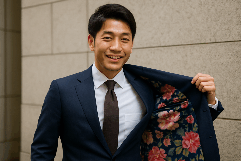 個性輝く、花柄裏地のオーダースーツ | 福岡のオーダースーツ高級店